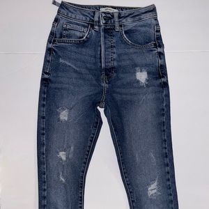 Forever 21 Size 24 Distressed Button-up Blue Jeans